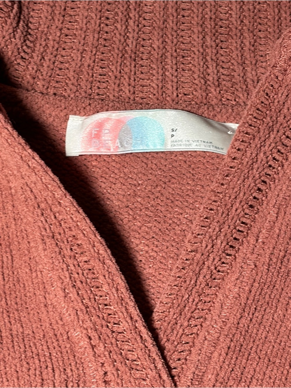 Free People Beach Grace Pullover Sweater Chutney Rust Collared Pocket NWOT S - Picture 6 of 6